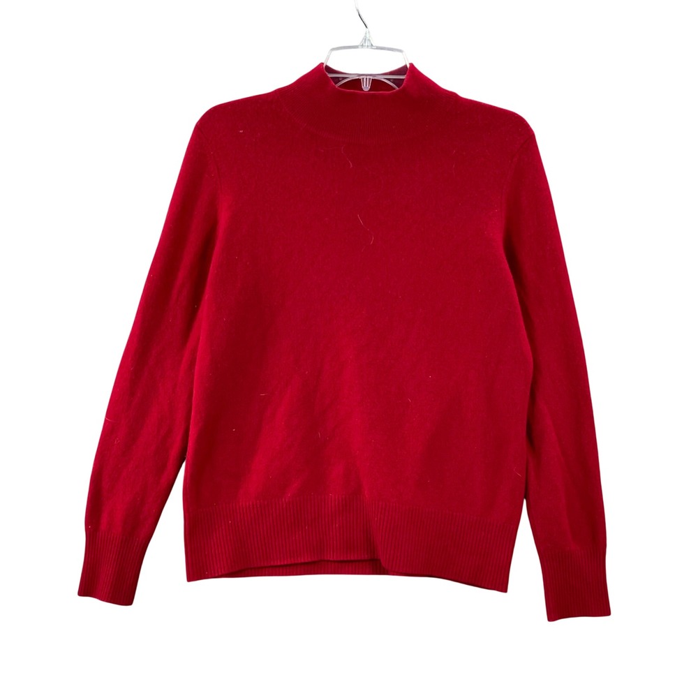 Preston & York Sweater Womens Medium Red Cashmere Mock Neck Long Sleeve Premiere